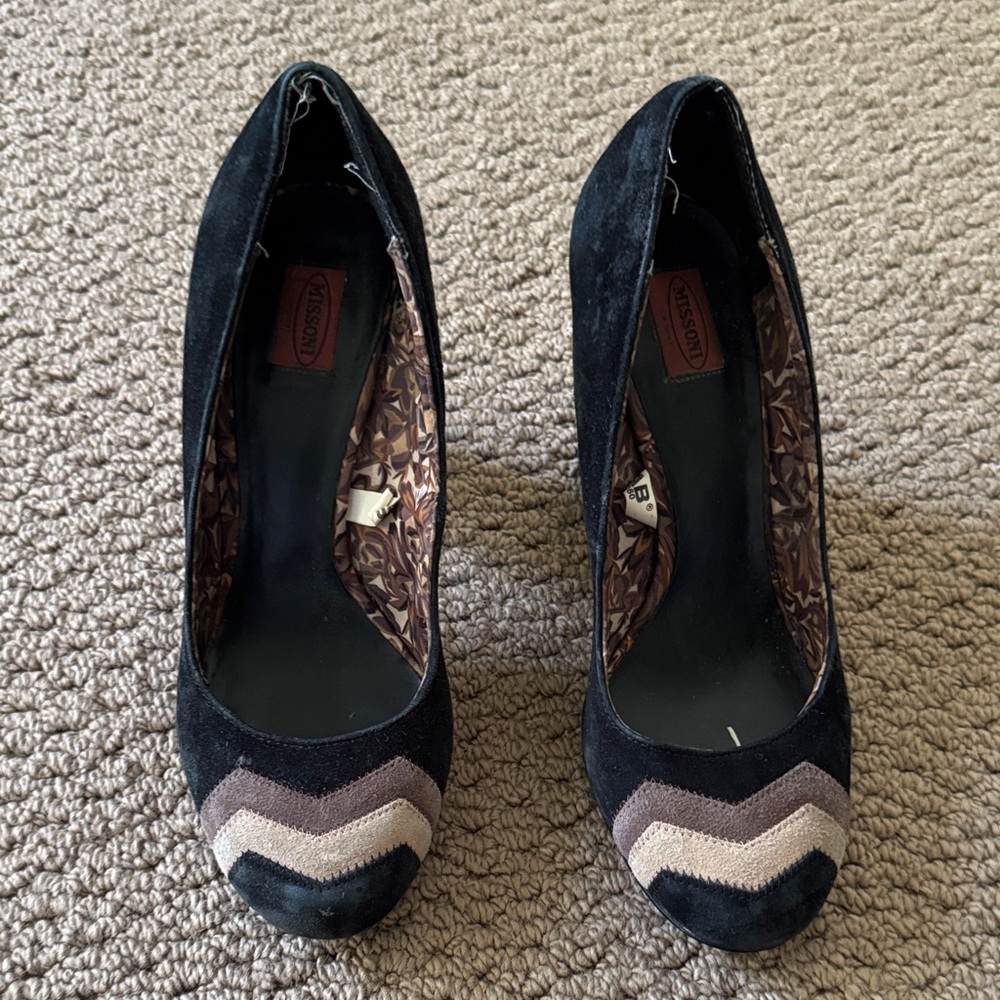 Missoni Black and Brown Chevron Heels